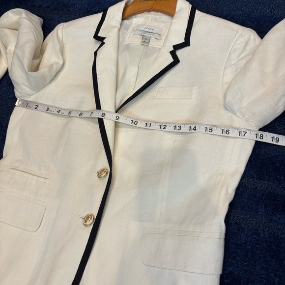 J. Crew Schoolboy White Linen Navy Tipped Blazer size 4 - Picture 9 of 11